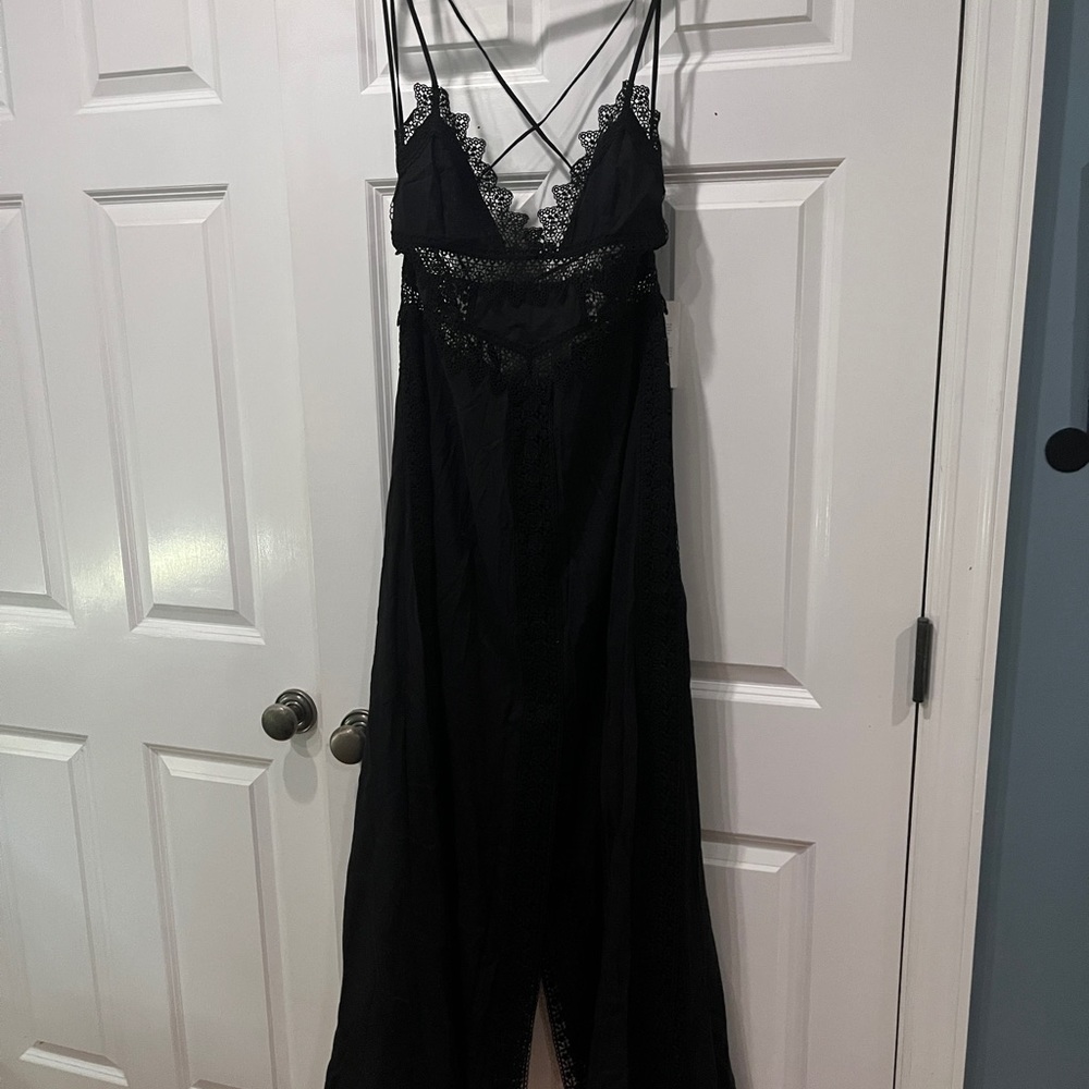Charo Ruiz Ibiza Women's Black Imagen Lace-Trim Voile Maxi Dress Size M - Picture 8 of 8